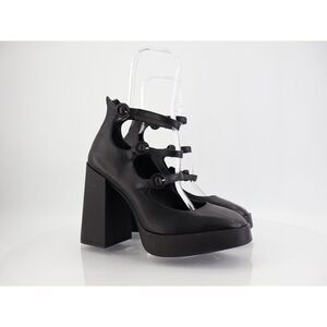 Larroude Alexa Gladiator Platform Heels Platform Pump Size 10 Black Leather Boho